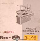 Racine-Racine model 66, Hyddraulic Saw, Operations & Parts Manual 1969-66-01
